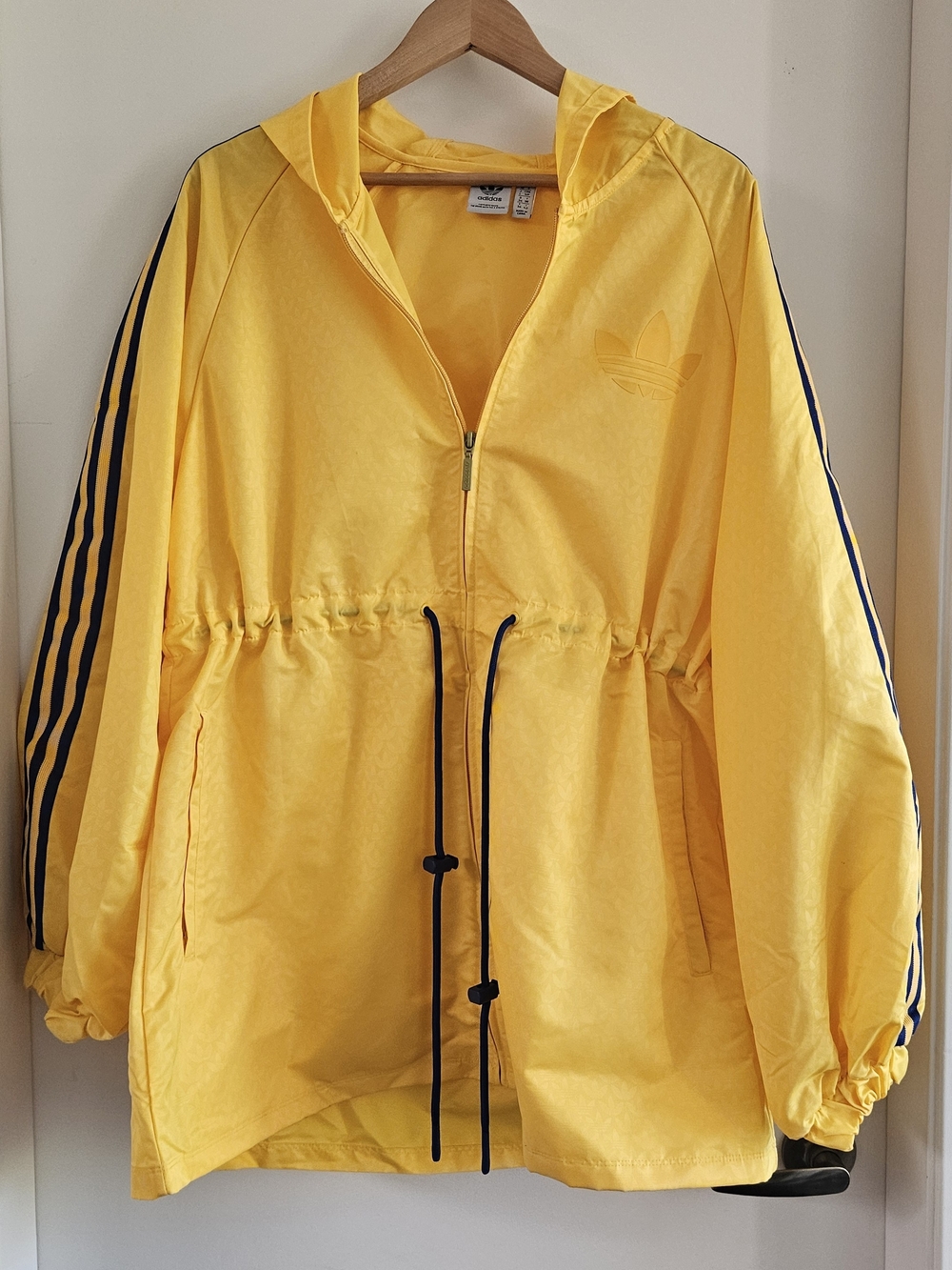 adidas Women's Yellow Hooded Monogram Windbreaker